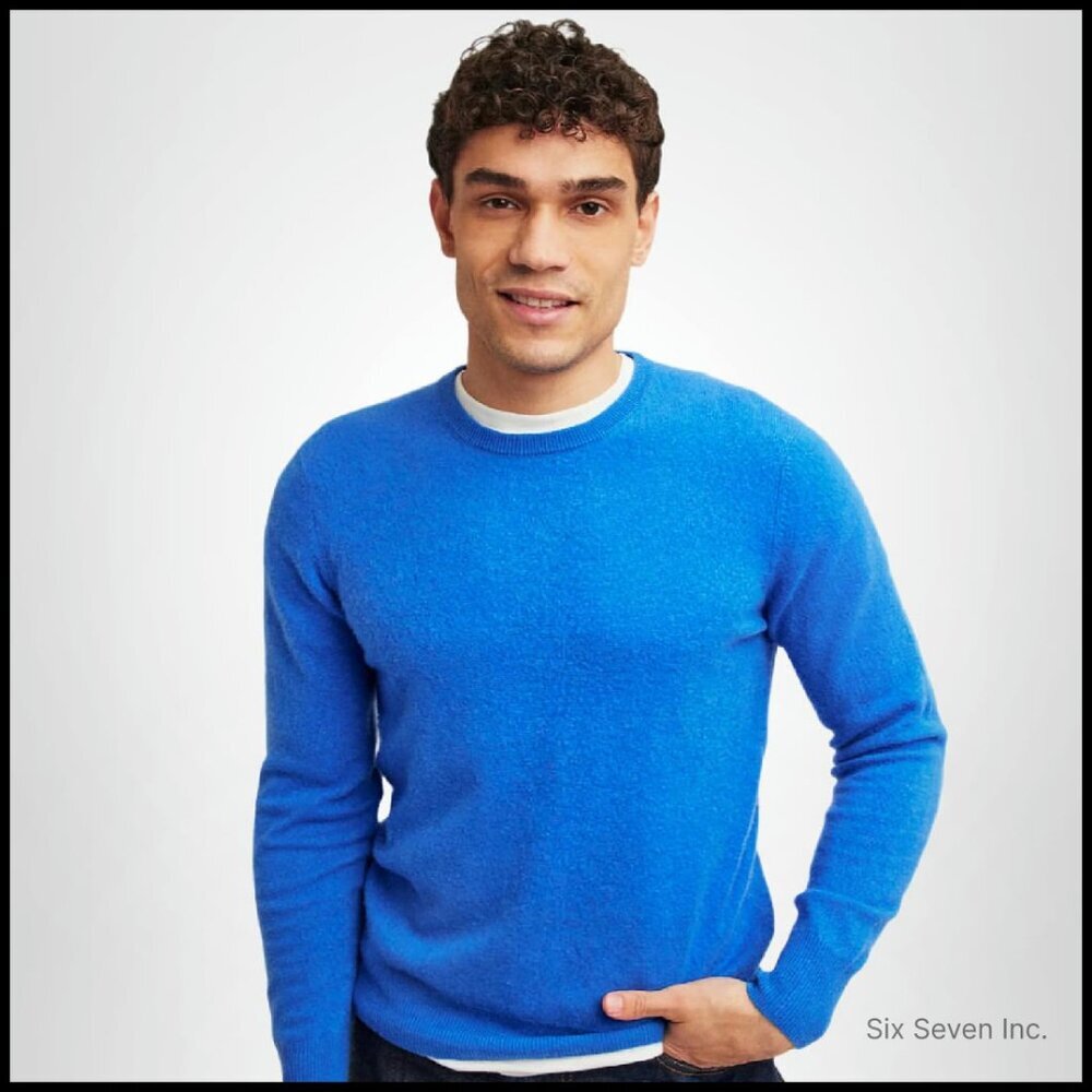 Men's Cashmere Crewneck Sweater Classic Elegant Minimal Luxury Pullover